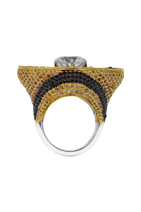 Buy_Tsara_Black Crystal Ring_Online_at_Aza_Fashions