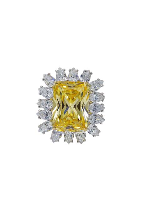 Tsara_Yellow Crystal Ring_Online_at_Aza_Fashions