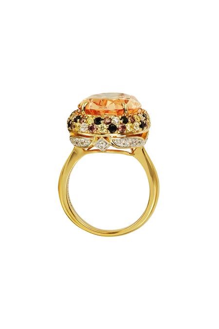 Buy_Tsara_Orange Crystal Ring_Online_at_Aza_Fashions