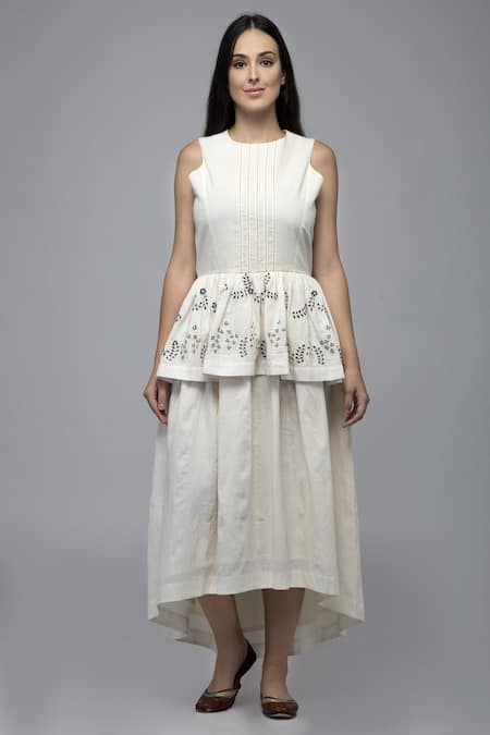 Cream Peplum Dress | ShopStyle