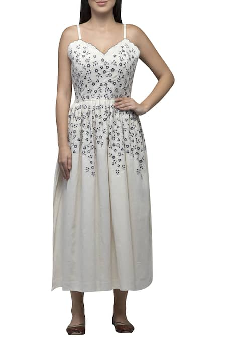 S & V Designs Embroidered Midi Dress 