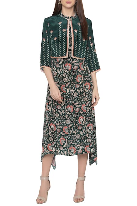 Soup by Sougat Paul Crepe Printed Dress With Jacket 