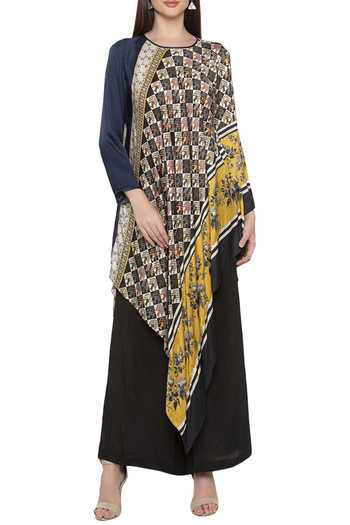 Buy Soup By Sougat Paul Black Satin Round Printed Kurta Palazzo Set Online at Aza Fashions Buy_Soup By Sougat Paul_Black Satin Round Printed Kurta Palazzo Set _Online_at_Aza_Fashions