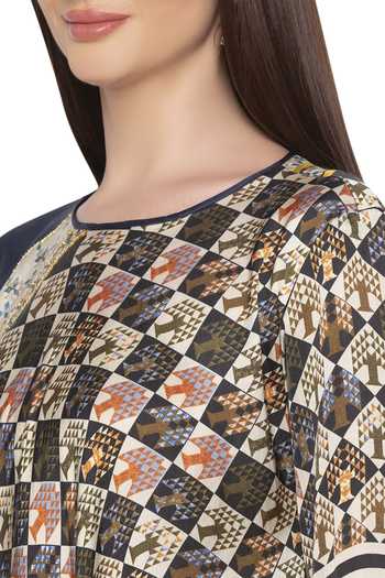 Soup By Sougat Paul Black Satin Round Printed Kurta Palazzo Set at Aza Fashions Soup By Sougat Paul_Black Satin Round Printed Kurta Palazzo Set _at_Aza_Fashions