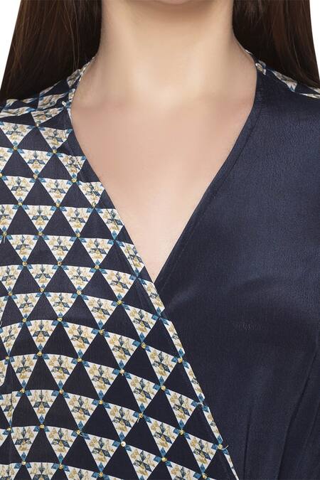 Soup By Sougat Paul Beige Crepe V Neck Printed Kurta Palazzo Set at Aza Fashions Soup By Sougat Paul_Beige Crepe V Neck Printed Kurta Palazzo Set _at_Aza_Fashions