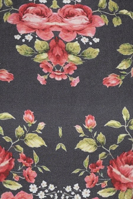 Soup By Sougat Paul_Black Net, Satin Round Printed Dress Jacket Set _at_Aza_Fashions