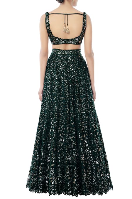 Shop Tamanna Punjabi Kapoor Green Net Round Embroidered Bridal Lehenga Set at Aza Fashions Shop_Tamanna Punjabi Kapoor_Green Net Round Embroidered Bridal Lehenga Set _at_Aza_Fashions