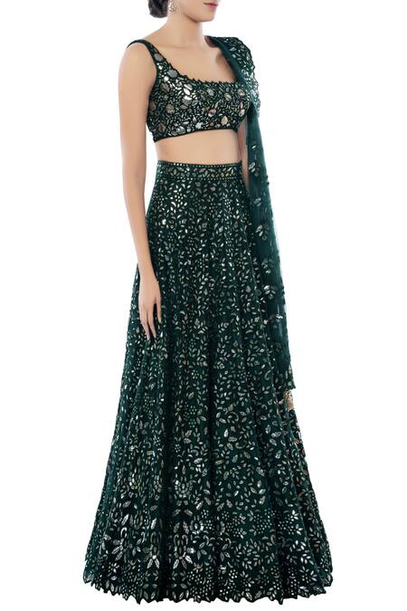 Tamanna Punjabi Kapoor Green Net Round Embroidered Bridal Lehenga Set Online at Aza Fashions Tamanna Punjabi Kapoor_Green Net Round Embroidered Bridal Lehenga Set _Online_at_Aza_Fashions