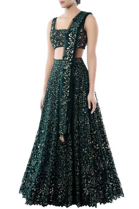 Buy Tamanna Punjabi Kapoor Green Net Round Embroidered Bridal Lehenga Set Online at Aza Fashions Buy_Tamanna Punjabi Kapoor_Green Net Round Embroidered Bridal Lehenga Set _Online_at_Aza_Fashions