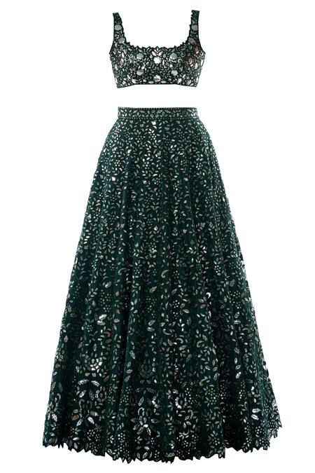 Shop Tamanna Punjabi Kapoor Green Net Round Embroidered Bridal Lehenga Set Online at Aza Fashions Shop_Tamanna Punjabi Kapoor_Green Net Round Embroidered Bridal Lehenga Set _Online_at_Aza_Fashions