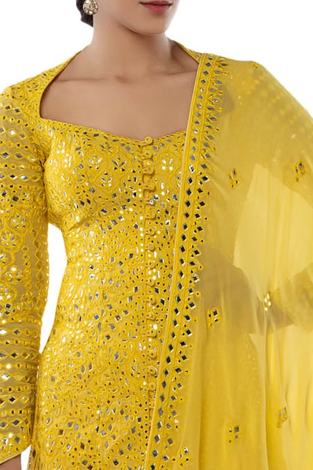 Tamanna Punjabi Kapoor Yellow Georgette Heart Embroidered Sharara Set at Aza Fashions Tamanna Punjabi Kapoor_Yellow Georgette Heart Embroidered Sharara Set _at_Aza_Fashions