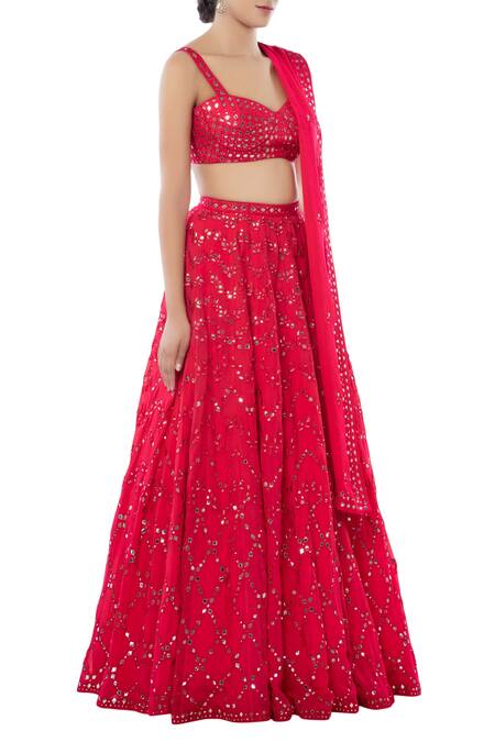 Tamanna Punjabi Kapoor Pink Georgette Sweetheart Neck Embroidered Bridal Lehenga Set Online at Aza Fashions Tamanna Punjabi Kapoor_Pink Georgette Sweetheart Neck Embroidered Bridal Lehenga Set _Online_at_Aza_Fashions
