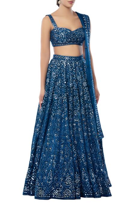 Buy Tamanna Punjabi Kapoor Blue Net Sweetheart Neck Embroidered Bridal Lehenga Set Online at Aza Fashions Buy_Tamanna Punjabi Kapoor_Blue Net Sweetheart Neck Embroidered Bridal Lehenga Set _Online_at_Aza_Fashions