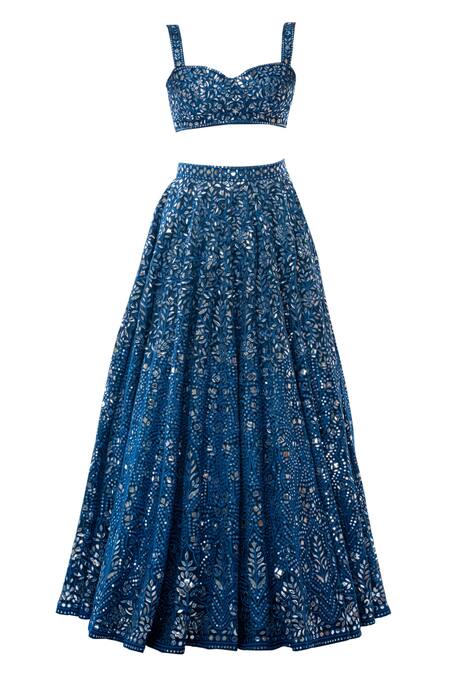 Shop Tamanna Punjabi Kapoor Blue Net Sweetheart Neck Embroidered Bridal Lehenga Set Online at Aza Fashions Shop_Tamanna Punjabi Kapoor_Blue Net Sweetheart Neck Embroidered Bridal Lehenga Set _Online_at_Aza_Fashions