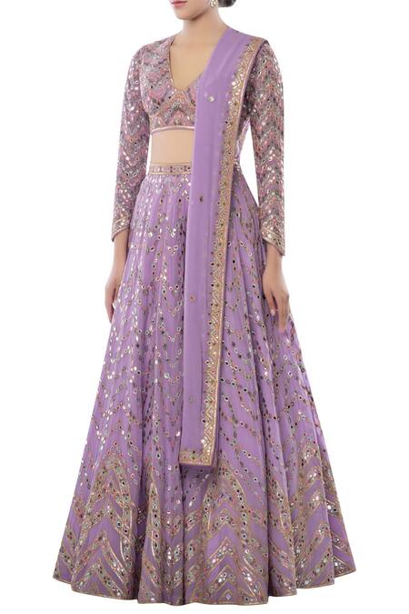 Buy Tamanna Punjabi Kapoor Purple Georgette V Neck Embroidered Bridal Lehenga Set Online at Aza Fashions Buy_Tamanna Punjabi Kapoor_Purple Georgette V Neck Embroidered Bridal Lehenga Set _Online_at_Aza_Fashions