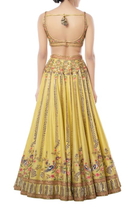Shop Tamanna Punjabi Kapoor Yellow Net, Chanderi Round Bridal Lehenga Set at Aza Fashions Shop_Tamanna Punjabi Kapoor_Yellow Net, Chanderi Round Bridal Lehenga Set _at_Aza_Fashions