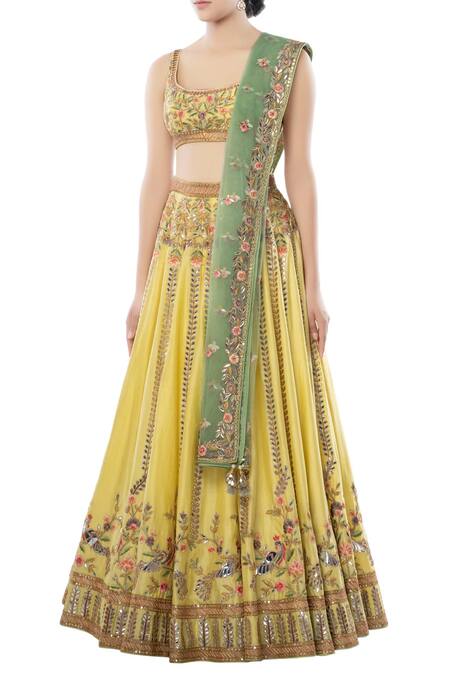 Buy Tamanna Punjabi Kapoor Yellow Net, Chanderi Round Bridal Lehenga Set Online at Aza Fashions Buy_Tamanna Punjabi Kapoor_Yellow Net, Chanderi Round Bridal Lehenga Set _Online_at_Aza_Fashions
