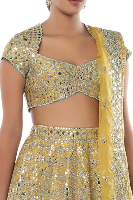 Tamanna Punjabi Kapoor Yellow Net, Chanderi Silk Pentagon Embellished Bridal Lehenga Set at Aza Fashions Tamanna Punjabi Kapoor_Yellow Net, Chanderi Silk Pentagon Embellished Bridal Lehenga Set _at_Aza_Fashions