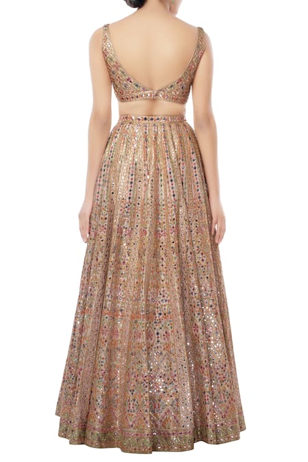 Shop Tamanna Punjabi Kapoor Pink Net, Chanderi Silk V Neck Embroidered Bridal Lehenga Set at Aza Fashions Shop_Tamanna Punjabi Kapoor_Pink Net, Chanderi Silk V Neck Embroidered Bridal Lehenga Set _at_Aza_Fashions