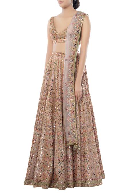 Buy Tamanna Punjabi Kapoor Pink Net, Chanderi Silk V Neck Embroidered Bridal Lehenga Set Online at Aza Fashions Buy_Tamanna Punjabi Kapoor_Pink Net, Chanderi Silk V Neck Embroidered Bridal Lehenga Set _Online_at_Aza_Fashions