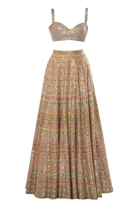 Shop Tamanna Punjabi Kapoor Off White Net, Chanderi Silk Sweetheart Neck Embroidered Bridal Lehenga Set Online at Aza Fashions Shop_Tamanna Punjabi Kapoor_Off White Net, Chanderi Silk Sweetheart Neck Embroidered Bridal Lehenga Set _Online_at_Aza_Fashions