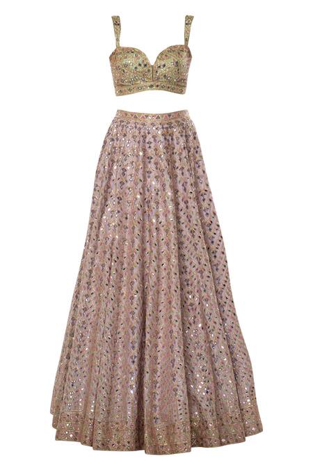 Shop Tamanna Punjabi Kapoor Purple Net, Chanderi Silk Sweetheart Neck Embellished Bridal Lehenga Set Online at Aza Fashions Shop_Tamanna Punjabi Kapoor_Purple Net, Chanderi Silk Sweetheart Neck Embellished Bridal Lehenga Set _Online_at_Aza_Fashions