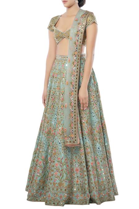 Buy Tamanna Punjabi Kapoor Blue Raw Silk, Net Pentagon Embroidered Bridal Lehenga Set Online at Aza Fashions Buy_Tamanna Punjabi Kapoor_Blue Raw Silk, Net Pentagon Embroidered Bridal Lehenga Set _Online_at_Aza_Fashions
