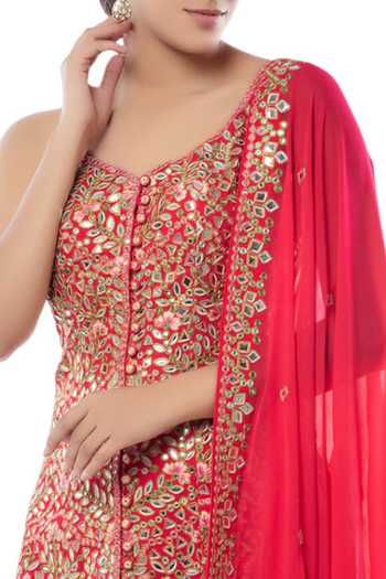 Shop_Tamanna Punjabi Kapoor_Pink Georgette Pentagon Embellished Kurta Sharara Set _Online_at_Aza_Fashions