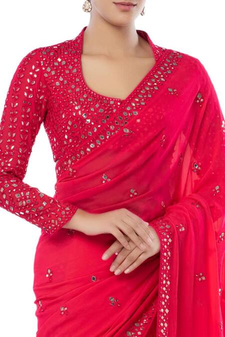 Tamanna Punjabi Kapoor Pink Georgette Scoop Neck Embellished Saree Set at Aza Fashions Tamanna Punjabi Kapoor_Pink Georgette Scoop Neck Embellished Saree Set _at_Aza_Fashions