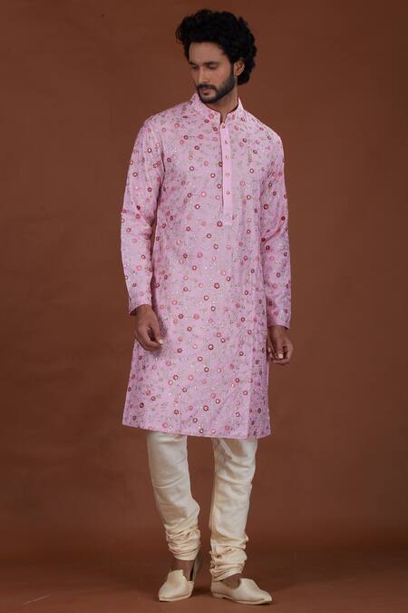 Nitesh Singh Chauhan Off White Cotton Silk, Blended Chanderi Kurta Set Online at Aza Fashions Nitesh Singh Chauhan_Off White Cotton Silk, Blended Chanderi Kurta Set _Online_at_Aza_Fashions