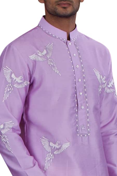 Shop Nitesh Singh Chauhan Purple Cotton Silk, Blended Chanderi Kurta Set at Aza Fashions Shop_Nitesh Singh Chauhan_Purple Cotton Silk, Blended Chanderi Kurta Set _at_Aza_Fashions
