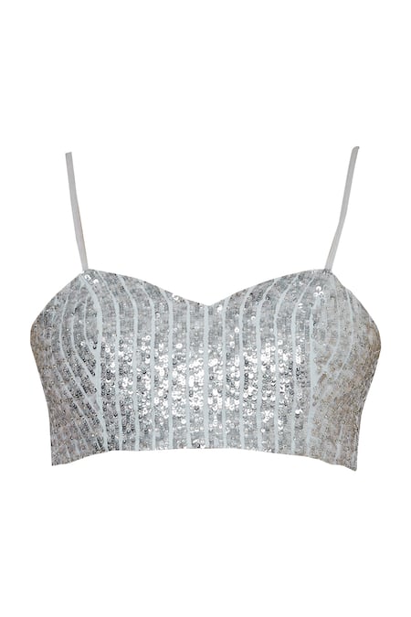 Shop Shehlaa Khan Blue Chiffon Crop Top Sweetheart Neckline Embroidered Tail Gown Online at Aza Fashions Shop_Shehlaa Khan_Blue Chiffon Crop Top Sweetheart Neckline Embroidered Tail Gown _Online_at_Aza_Fashions