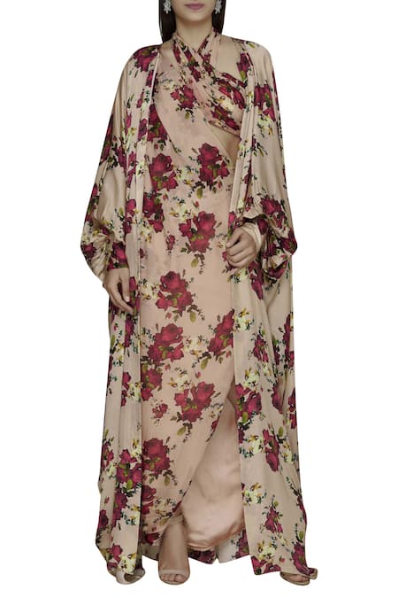 Shehlaa Khan Printed Tunic Cape Set 