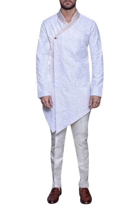 Arjuun Kilachand_White Cotton Satin Embroidered Kurta _Online_at_Aza_Fashions