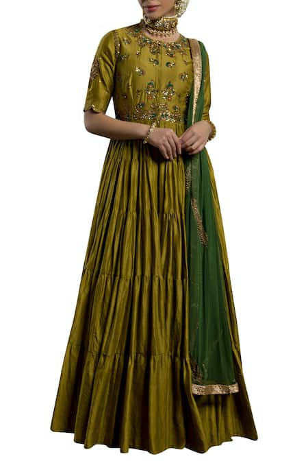 Joy Mitra Chanderi Silk Kurta Lehenga Set 