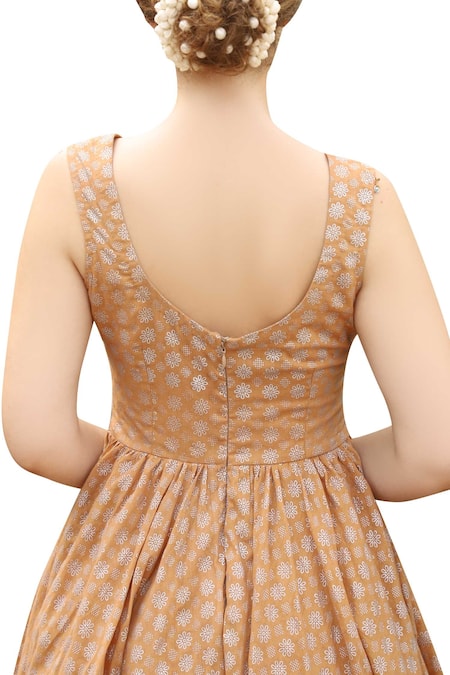 Shop_Seema Nanda_Brown Cotton Round Printed Kurta Sharara Set _Online_at_Aza_Fashions