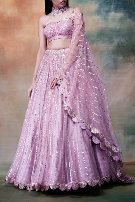 Vvani By Vani Vats Pink Net Sweetheart Neck Embroidered Lehenga Set Online at Aza Fashions Vvani By Vani Vats_Pink Net Sweetheart Neck Embroidered Lehenga Set _Online_at_Aza_Fashions