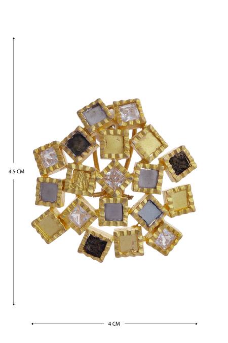 Buy_Mira By Radhika Jain_Gold Plated Metal Carved Stud Earrings_Online_at_Aza_Fashions