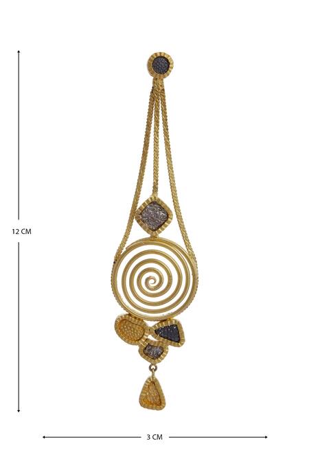 Shop Mira By Radhika Jain Gold Plated Metal Carved Long Earrings Online at Aza Fashions Shop_Mira By Radhika Jain_Gold Plated Metal Carved Long Earrings_Online_at_Aza_Fashions