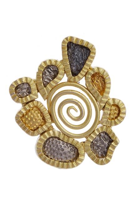 Mira By Radhika Jain Gold Plated Carved Earrings Online at Aza Fashions Mira By Radhika Jain_Gold Plated Carved Earrings _Online_at_Aza_Fashions