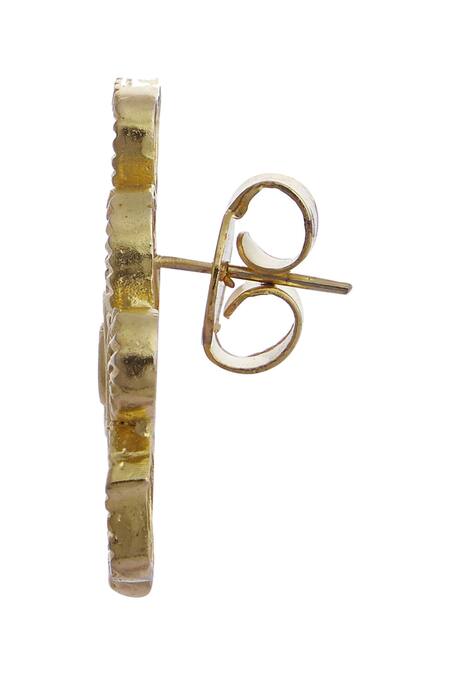 Buy Mira By Radhika Jain Gold Plated Carved Earrings Online at Aza Fashions Buy_Mira By Radhika Jain_Gold Plated Carved Earrings _Online_at_Aza_Fashions