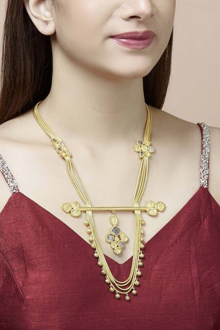 Mira By Radhika Jain Gold Plated Tiered Necklace