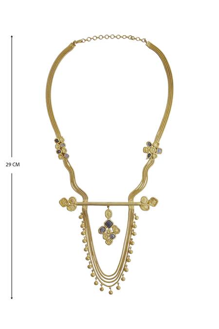 Mira By Radhika Jain Gold Plated Tiered Necklace Online at Aza Fashions Mira By Radhika Jain_Gold Plated Tiered Necklace_Online_at_Aza_Fashions
