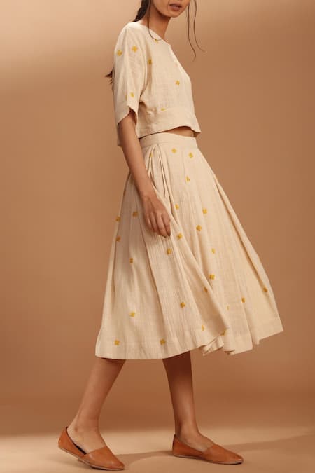 MATI_Off White Embroidered Skirt With Top_Online_at_Aza_Fashions