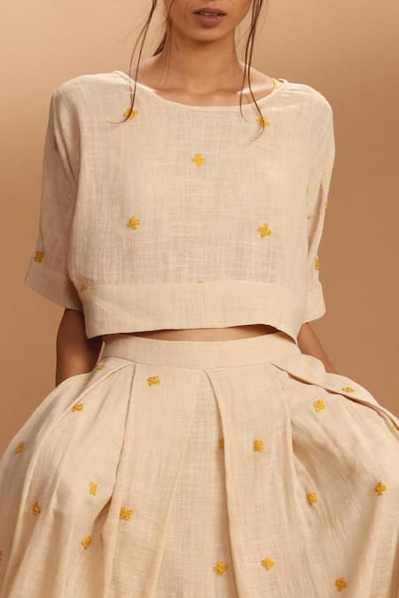 Shop_MATI_Off White Embroidered Skirt With Top_Online_at_Aza_Fashions