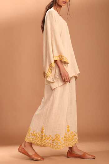 MATI_Yellow Embroidered Palazzo_Online_at_Aza_Fashions