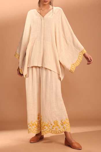 Shop_MATI_Yellow Embroidered Palazzo_Online_at_Aza_Fashions