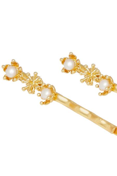 Buy_ZARIIN_Gold Beads Hair Pin_Online_at_Aza_Fashions