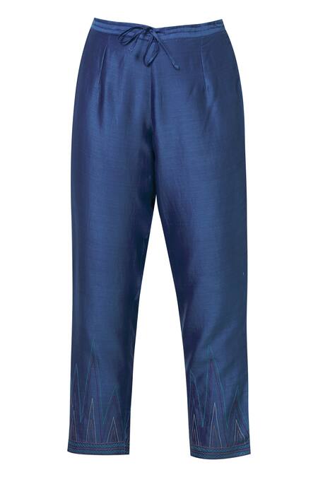 Shop_Kora_Blue Chanderi Kurta Set_Online_at_Aza_Fashions