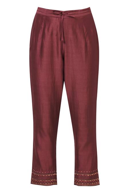 Shop_Kora_Red Chanderi Kurta Set_Online_at_Aza_Fashions